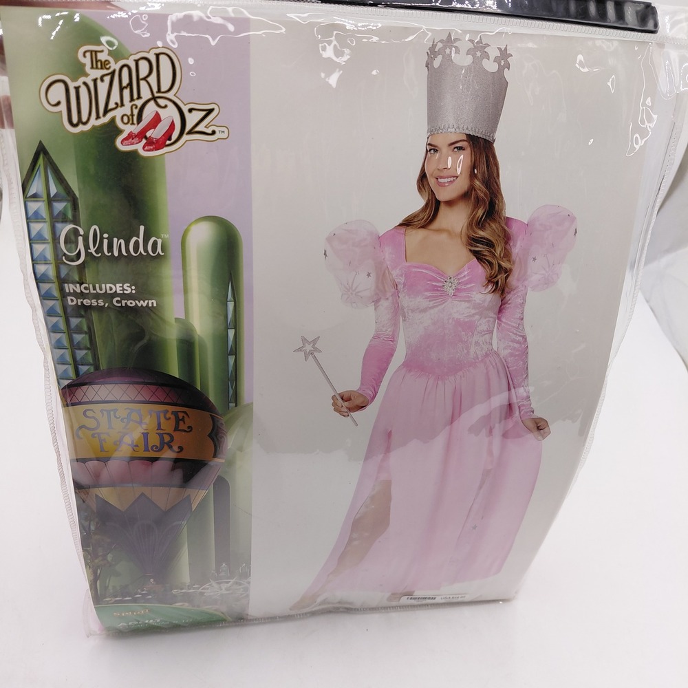 Spirit Halloween Wizard of Oz Glinda Good Witch Costume Dress Crown Wand Women M